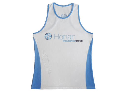 Silver and Sky Blue running vest with contrast panel styling