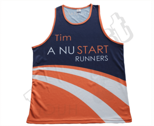 Navy and Silver team singlet with contrast panel styling