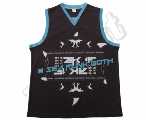 Black and Sky Blue team singlet with contrast panel styling