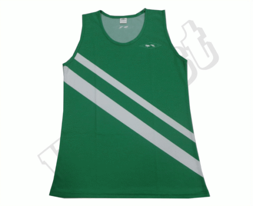 Emerald and Charcoal team singlet with contrast panel styling