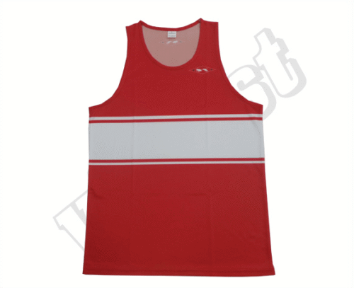 Red and Silver Team Singlet with Contrast Panel and Angular Styling 5 Red and Silver team singlet with contrast panel styling