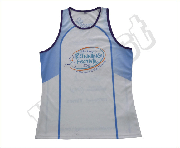 Navy and Purple Team Singlet with Contrast Panel and Classic Styling 5 Custom Retro Team Singlet product view