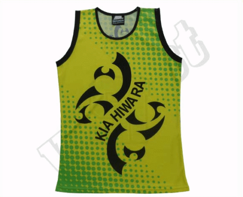 Gold and Lime team singlet with contrast panel styling
