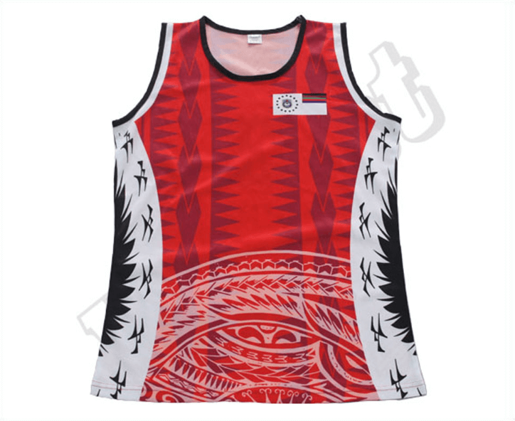 Red and Burgundy Team Singlet with Contrast Panel and Geometric Styling 6 Custom Modern Team Singlet product view