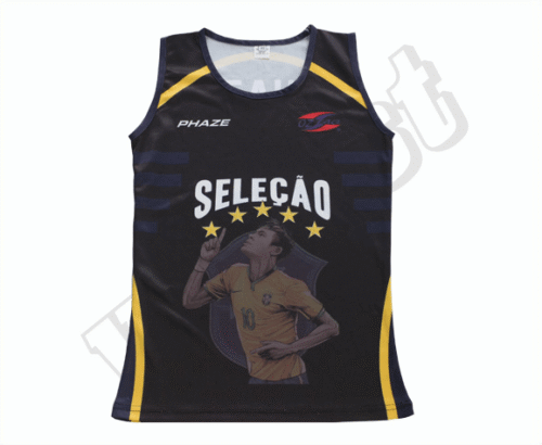 Black and Brown team singlet with contrast panel styling