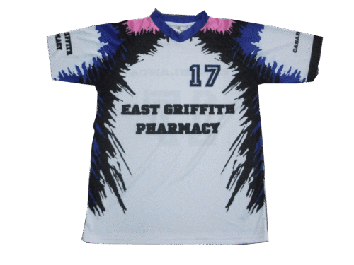Silver and Navy soccer jersey with contrast panel styling
