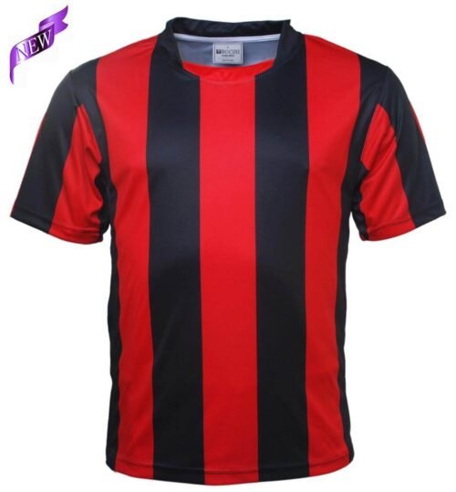Red and Black soccer jersey with contrast panel styling