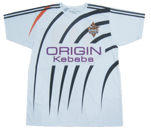White and Slate soccer jersey with contrast panel styling