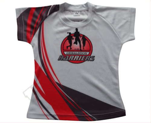 Silver and Red team t-shirt with contrast panel styling