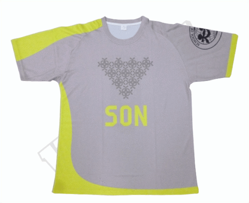 Silver and Yellow team t-shirt with contrast panel styling