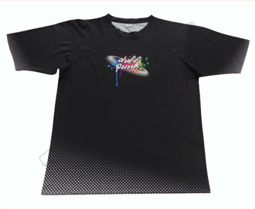 Black and Silver Team T-Shirt with Contrast Panel and Geometric Styling 15 Black and Silver team t-shirt with contrast panel styling