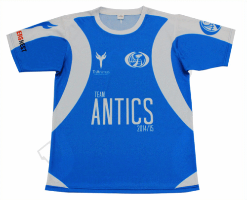 Royal Blue and Silver team t-shirt with contrast panel styling