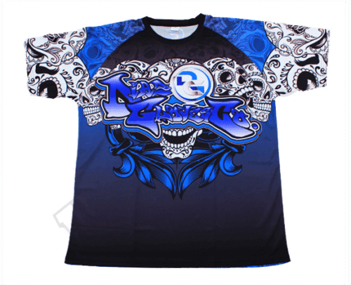 Black and Navy team t-shirt with contrast panel styling
