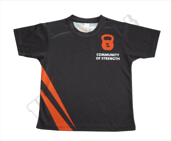 Charcoal and Orange Team T-Shirt with Contrast Panel and Retro Styling 17 Charcoal and Orange team t-shirt with contrast panel styling