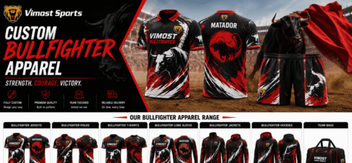 Custom bullfighter jerseys, shorts and rodeo apparel products by Vimost Sports