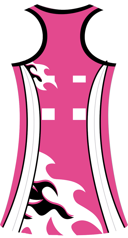 Pink and Black netball uniform with contrast panel styling
