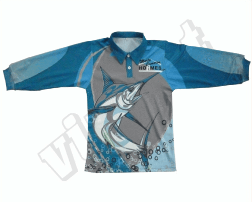 Slate and Teal fishing shirt with contrast panel styling