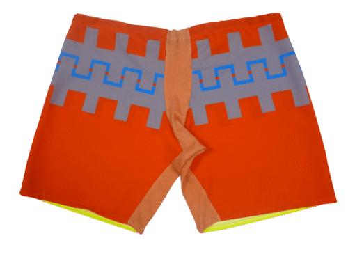 Custom Orange Blue Geometric Ice Hockey Shorts product view