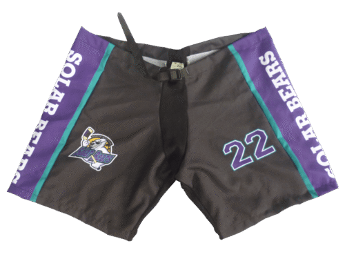 Custom Black Purple Side Panel Ice Hockey Shorts product view