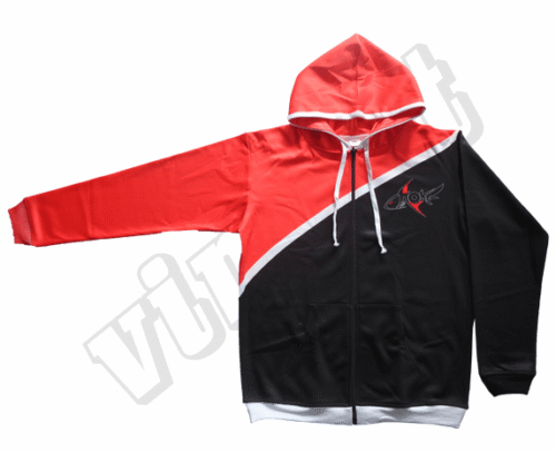 Black and Red team hoodie with contrast panel styling