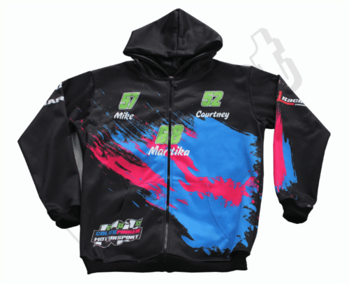 Black and Sky Blue team hoodie with contrast panel styling