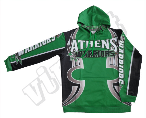 Black and Navy Team Hoodie with Contrast Panel and Velocity Styling 6 Custom Retro Team Hoodie product view