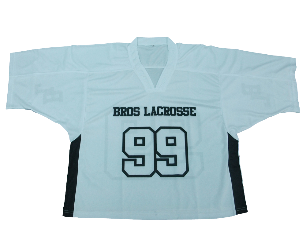 Silver and Royal Blue Lacrosse Racerback Jersey with Contrast Panel and Geometric Styling 5 Custom Panel Lacrosse Jersey product view