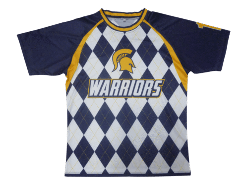 Silver and Navy lacrosse shooter shirt with contrast panel styling