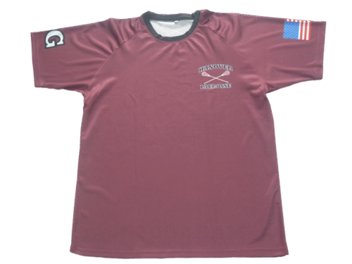 Slate and Pink lacrosse shooter shirt with clean panel styling