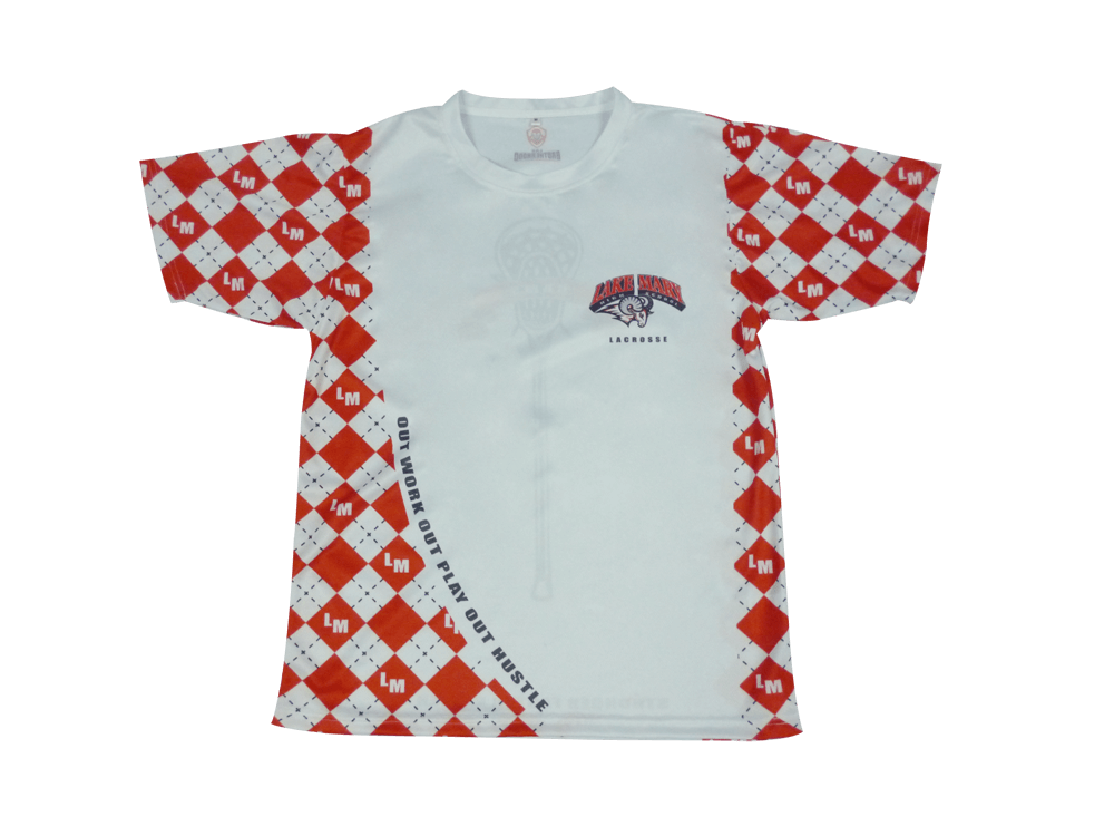 Slate and Pink Lacrosse Shooter Shirt with Clean Panel and Vector Styling 6 Custom Abstract Lacrosse Shooter Shirt product view