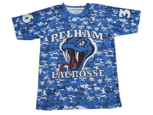Royal Blue and Slate lacrosse shooter shirt with abstract graphic styling