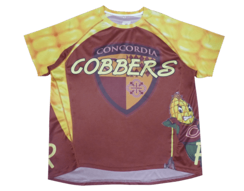 Brown and Yellow lacrosse shooter shirt with clean panel styling