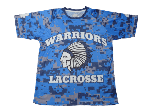 Royal Blue and Sky Blue lacrosse shooter shirt with abstract graphic styling