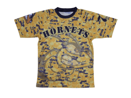 Slate and Gold lacrosse shooter shirt with abstract graphic styling