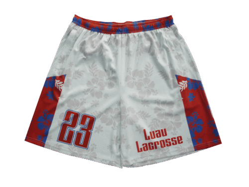 Silver and Burgundy lacrosse shorts with contrast panel styling