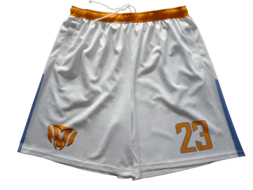 Silver and Slate lacrosse shorts with contrast panel styling