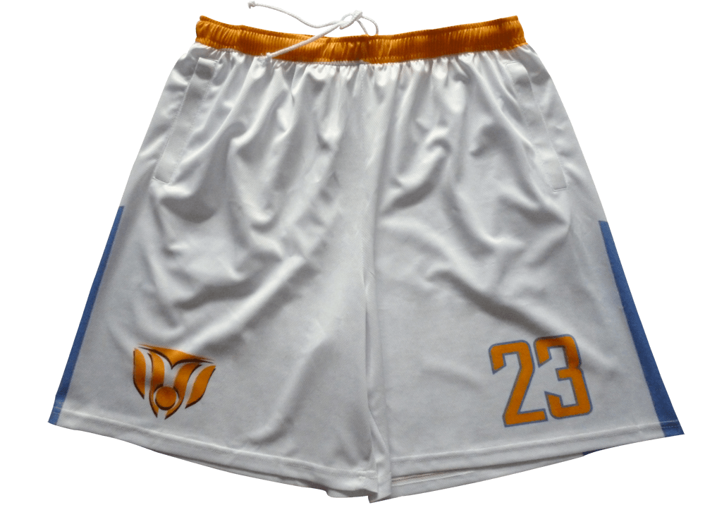 Slate and Silver Lacrosse Shorts with Contrast Panel and Motion Styling 6 Custom Horizon Lacrosse Shorts product view