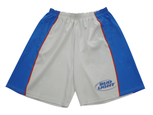 Silver and Royal Blue lacrosse shorts with contrast panel styling