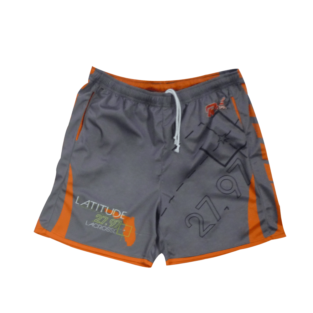 Brown and Burgundy Lacrosse Shorts with Abstract Graphic and Fusion Styling 5 Custom Summit Lacrosse Shorts product view