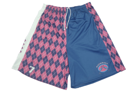 Slate and Pink Lacrosse Shorts with Abstract Graphic and Tournament Styling 5 Slate and Pink lacrosse shorts with abstract graphic styling