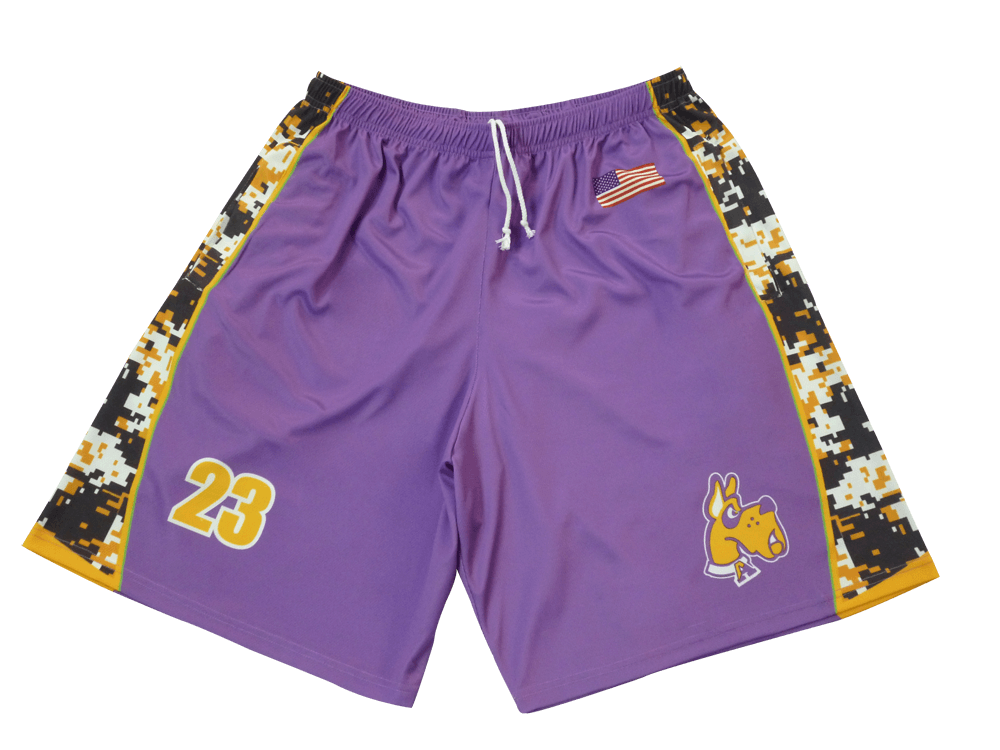 Silver and Slate Lacrosse Shorts with Contrast Panel and Horizon Styling 6 Custom Velocity Lacrosse Shorts product view