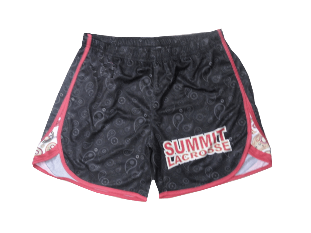 Charcoal and Pink Lacrosse Shorts with Clean Panel and Stencil Styling 17 Charcoal and Pink lacrosse shorts with clean panel styling