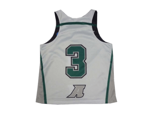 Silver and Slate lacrosse racerback jersey with contrast panel styling