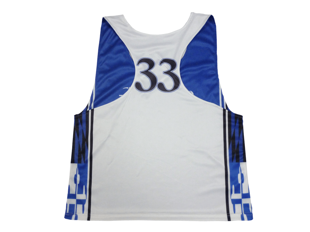Royal Blue and Slate Lacrosse Racerback Jersey with Clean Panel and Club Styling 6 Custom Geometric Lacrosse Racerback Jersey product view