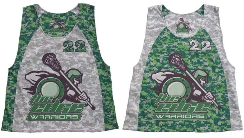 White and Red Lacrosse Reversible Pinnie with Contrast Panel and Club Styling 5 Custom Horizon Lacrosse Reversible Pinnie product view