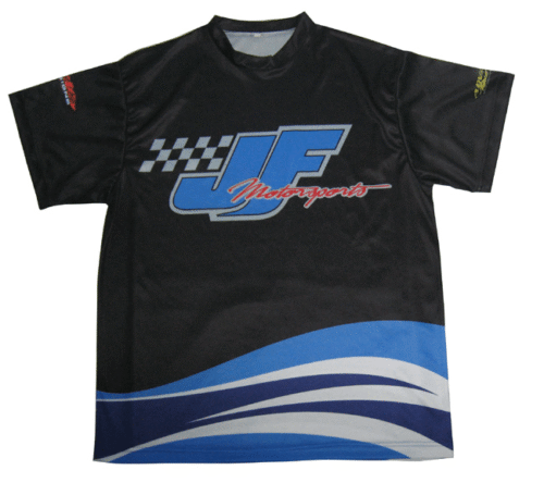 Black and Royal Blue racing t-shirt with contrast panel styling