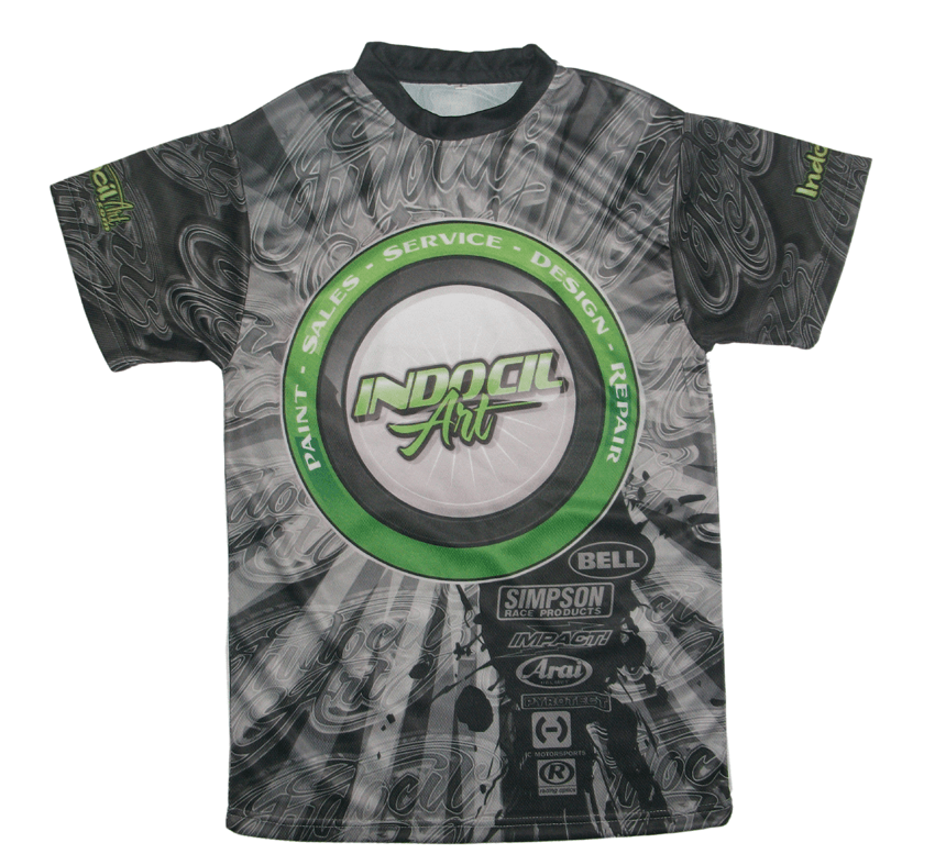Slate and Red Racing T-Shirt with Contrast Panel and Heritage Styling 5 Custom Abstract Racing T-Shirt product view