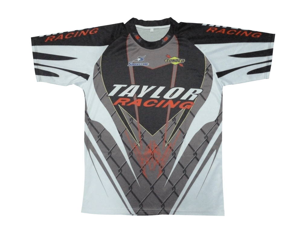 Black and Royal Blue Racing T-Shirt with Contrast Panel and Classic Styling 5 Custom Angular Racing T-Shirt product view
