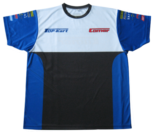 Black and Royal Blue racing t-shirt with contrast panel styling