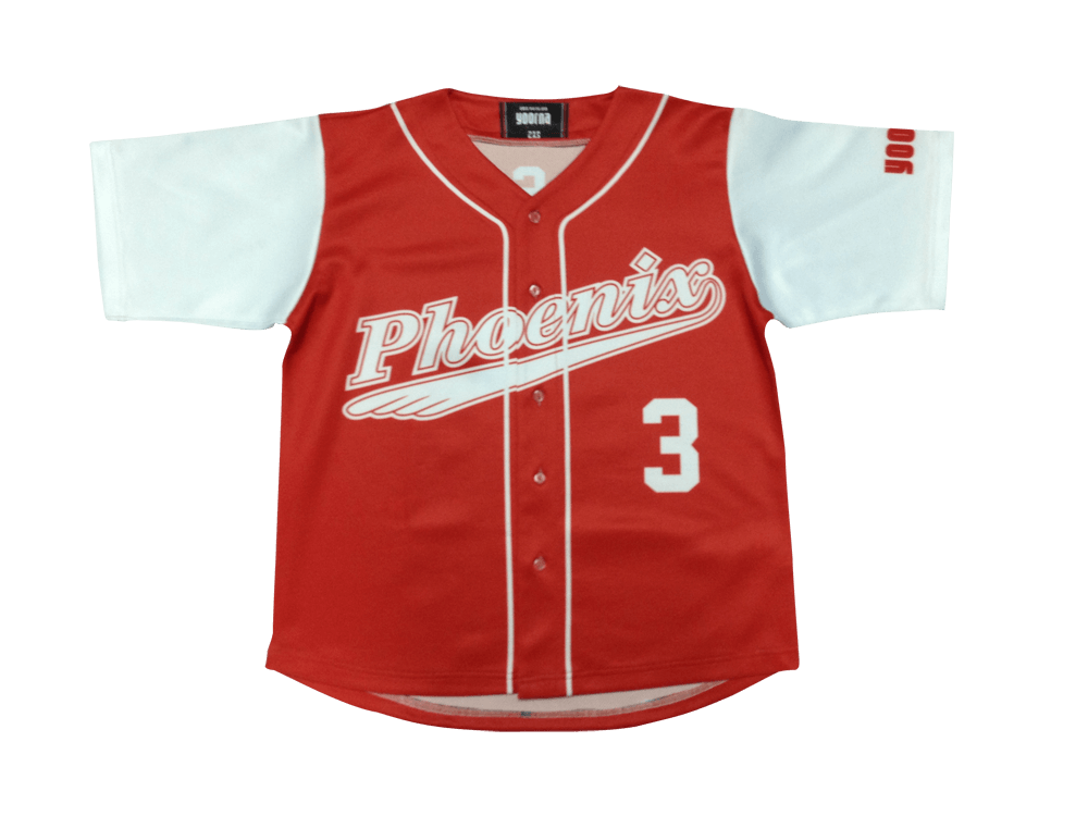 Red and Burgundy Softball Jersey with Contrast Panel and Abstract Styling 5 Custom Tournament Softball Jersey product view